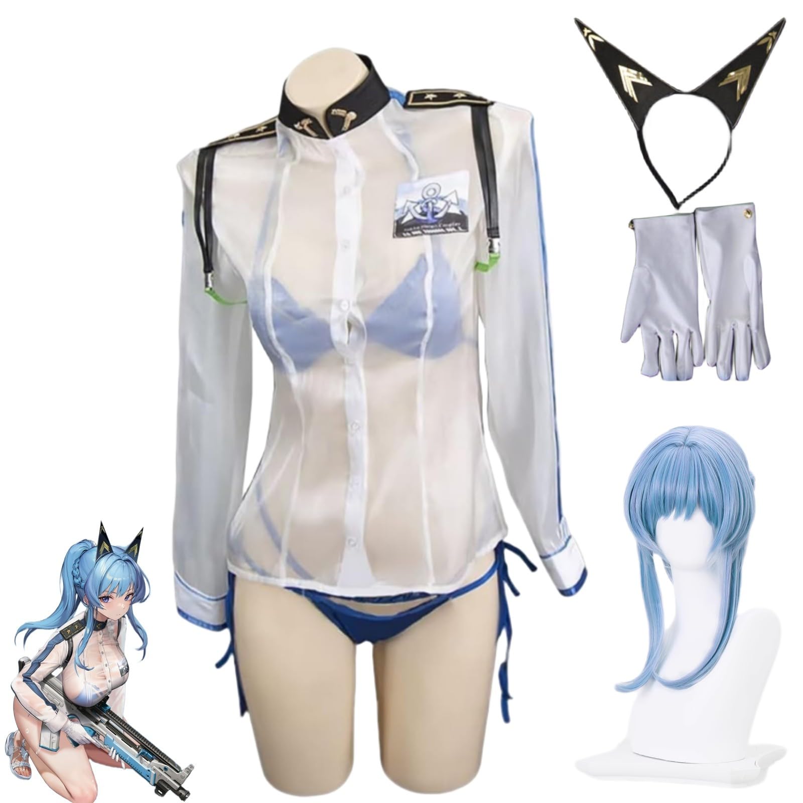 Amazon.co.jp: 勝利の女神 NIKKE ヘルム コスプレ衣装 水着 髪